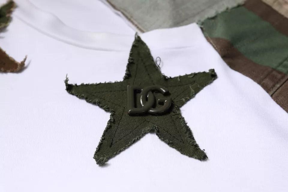Dolce &amp; Gabbana White Camouflage Cotton Crew Neck T-shirt