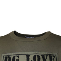 Dolce & Gabbana Army Green DG Love Cotton Crew Neck T-shirt