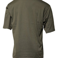 Dolce & Gabbana Army Green DG Love Cotton Crew Neck T-shirt