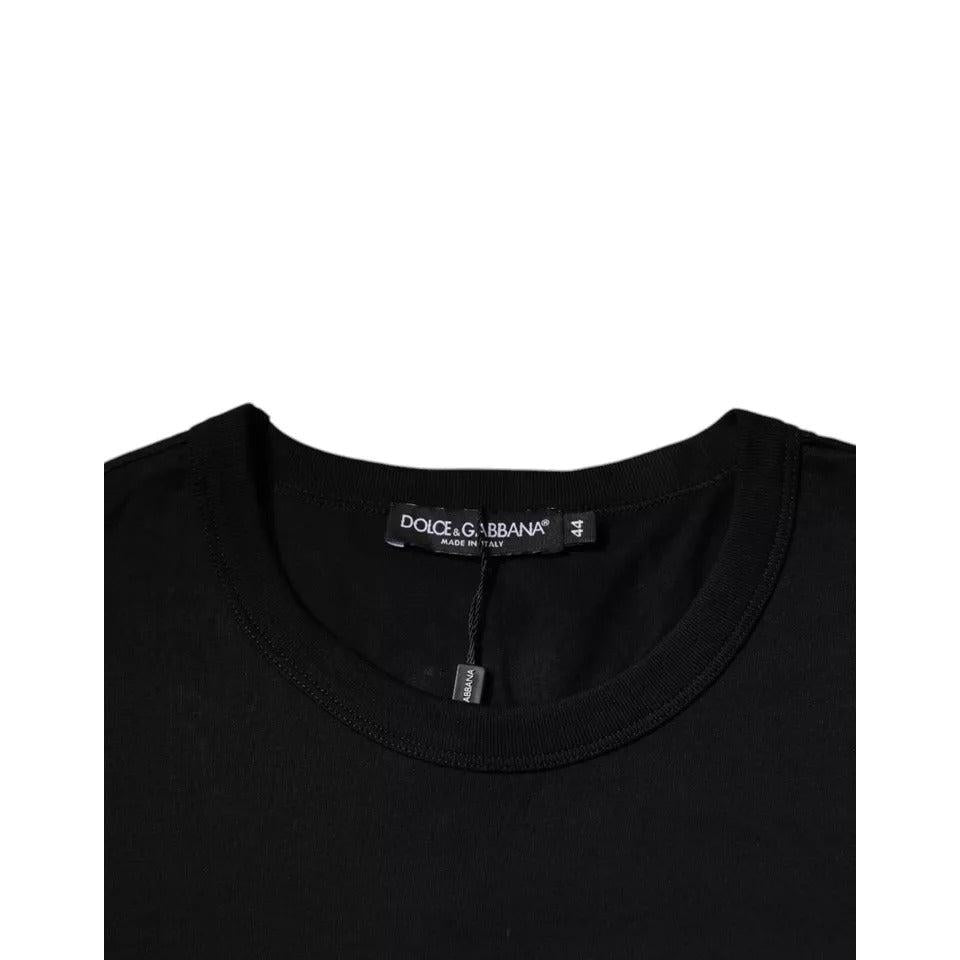 Dolce &amp; Gabbana Black Cotton Crew Neck Short Sleeves T-shirt
