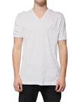 Dolce & Gabbana White Logo V-neck Short Sleeve T-shirt