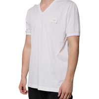 Dolce & Gabbana White Logo V-neck Short Sleeve T-shirt