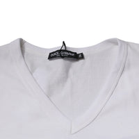 Dolce & Gabbana White Logo V-neck Short Sleeve T-shirt