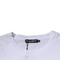 Dolce & Gabbana White Logo Print Cotton Crew Neck T-shirt