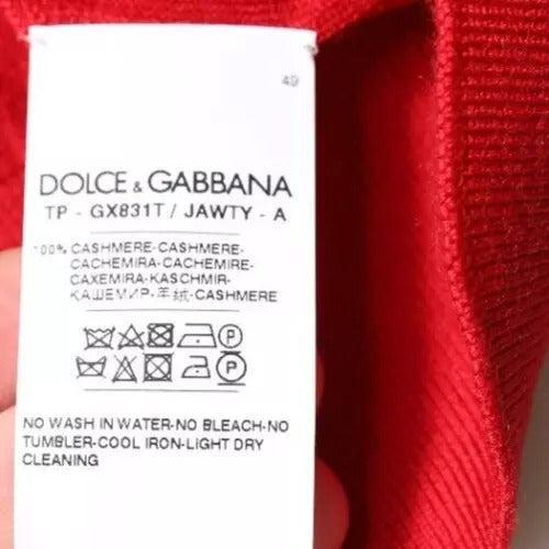 Dolce &amp; Gabbana Red Cashmere Collared Pullover Sweater