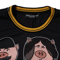 Dolce & Gabbana Black 2019 Year Of The Pig Crew Neck T-shirt