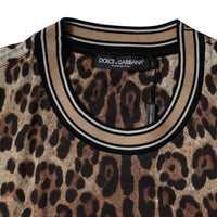 Dolce & Gabbana Brown Leopard Crew Neck Short Sleeve T-shirt