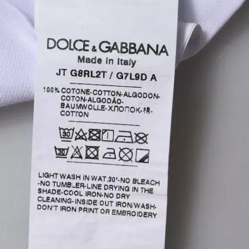 Dolce & Gabbana White Logo Print Cotton Crew Neck T-shirt