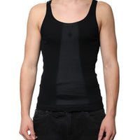 Dolce & Gabbana Black Cotton Sleeveless Round Neck Tank T-shirt