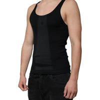 Dolce & Gabbana Black Cotton Sleeveless Round Neck Tank T-shirt