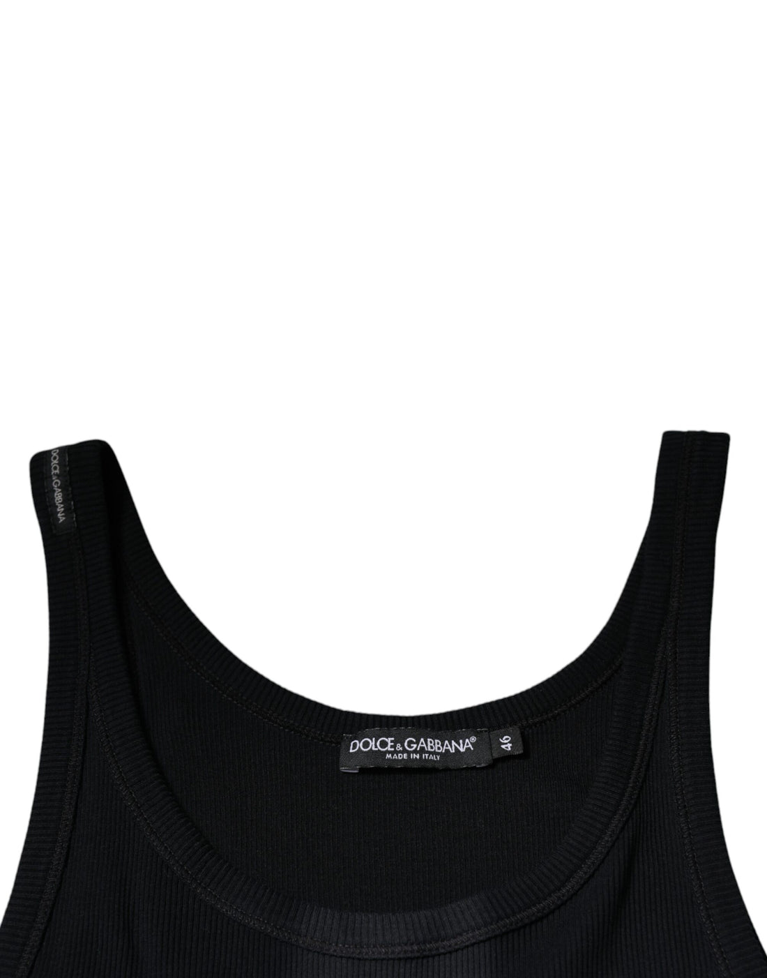 Dolce & Gabbana Black Cotton Sleeveless Round Neck Tank T-shirt