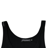 Dolce & Gabbana Black Cotton Sleeveless Round Neck Tank T-shirt