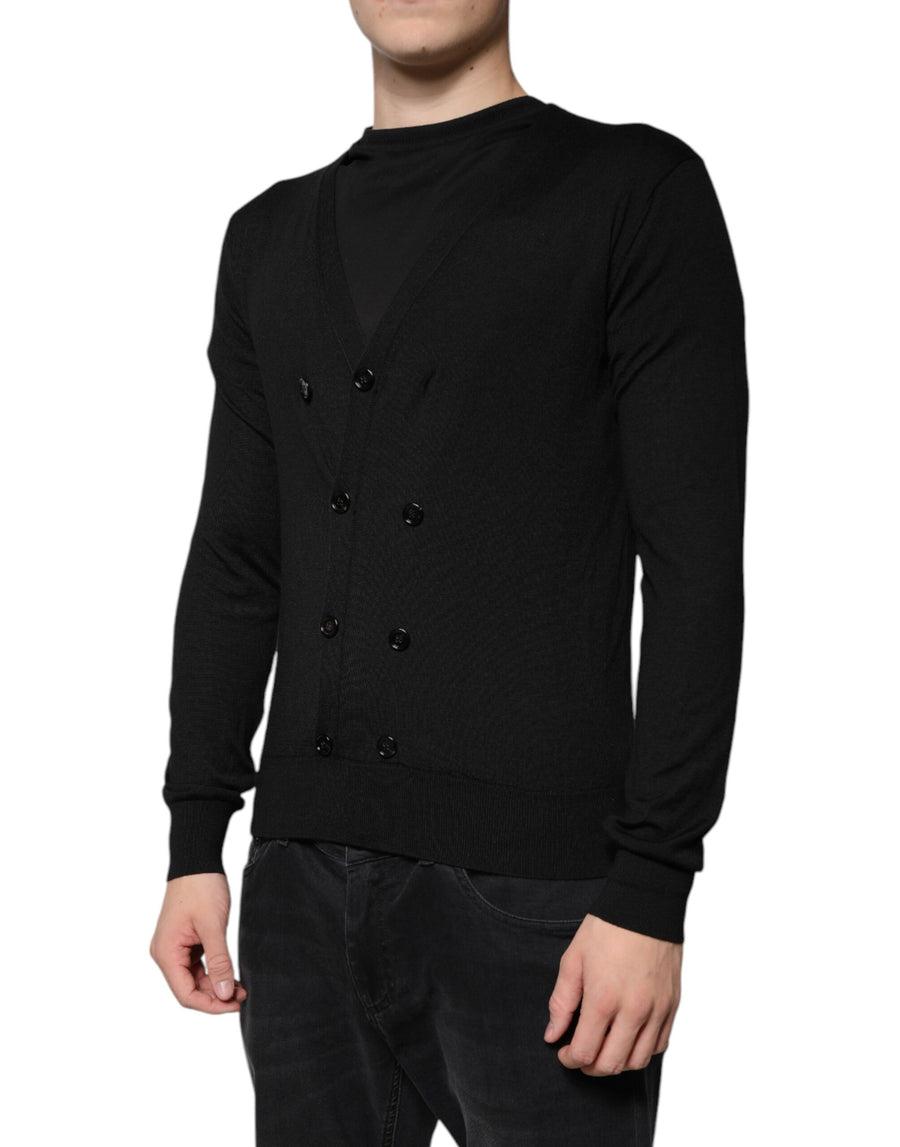 Dolce & Gabbana Black Cashmere Button Down Cardigan Sweater