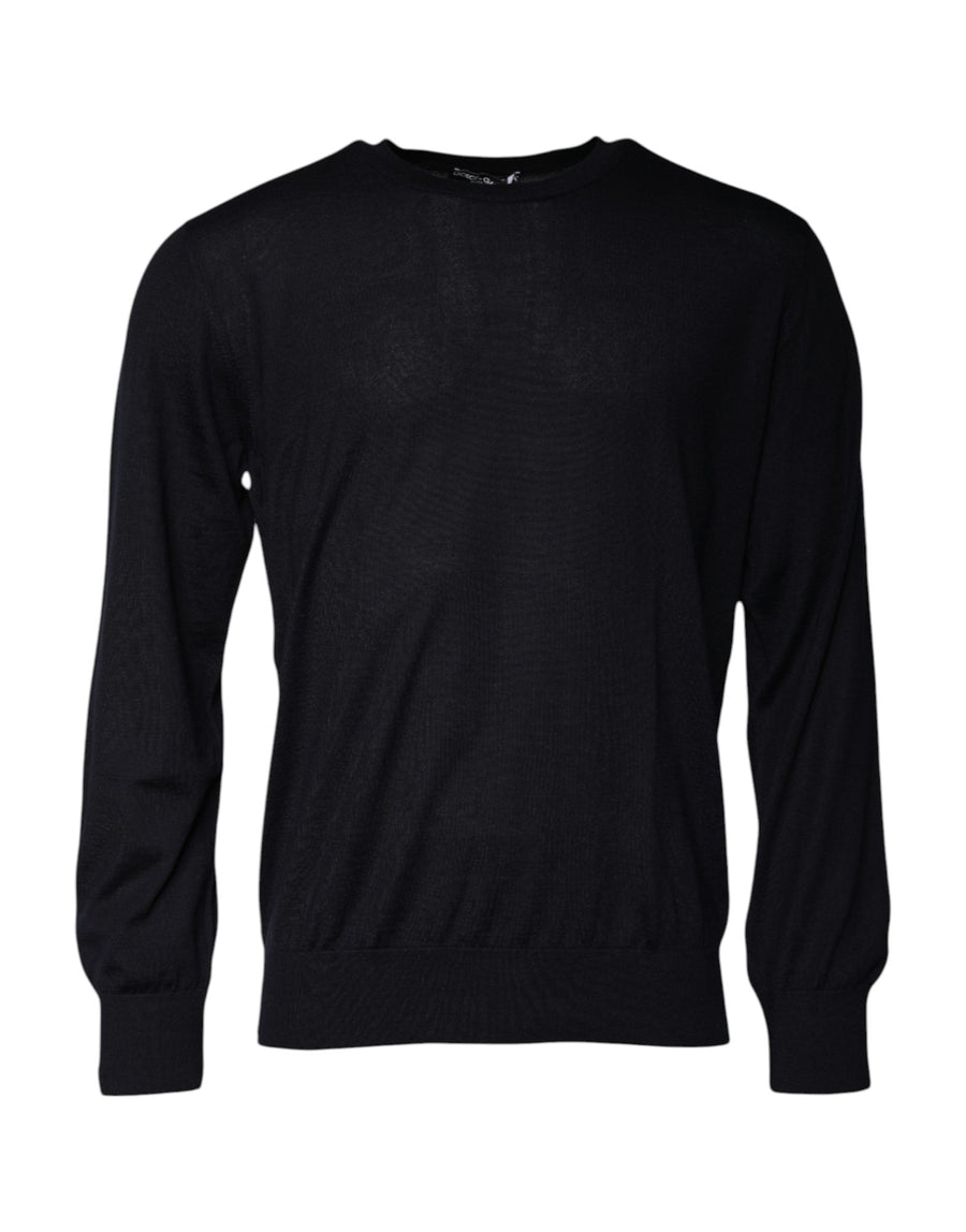 Dolce & Gabbana Blue Cashmere Crew Neck Pullover Sweater