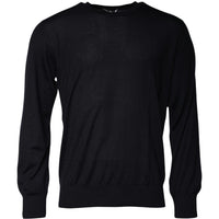 Dolce & Gabbana Blue Cashmere Crew Neck Pullover Sweater