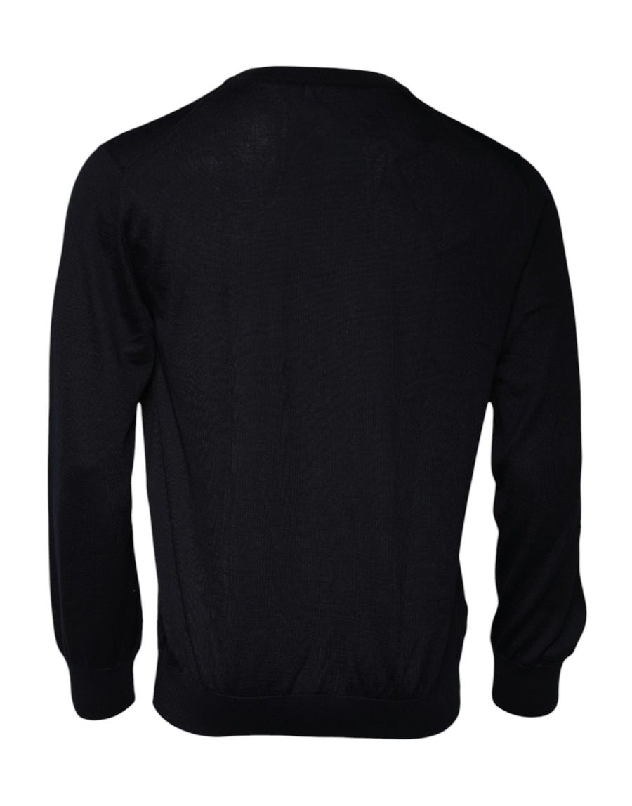 Dolce & Gabbana Blue Cashmere Crew Neck Pullover Sweater