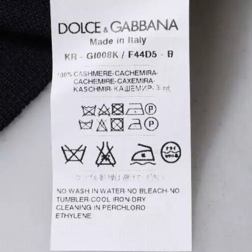 Dolce & Gabbana Blue Cashmere Crew Neck Pullover Sweater