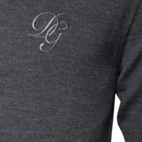 Dolce & Gabbana Gray Wool Logo Turtleneck Pullover Sweater