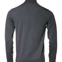 Dolce & Gabbana Gray Wool Logo Turtleneck Pullover Sweater