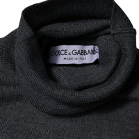 Dolce & Gabbana Gray Wool Logo Turtleneck Pullover Sweater