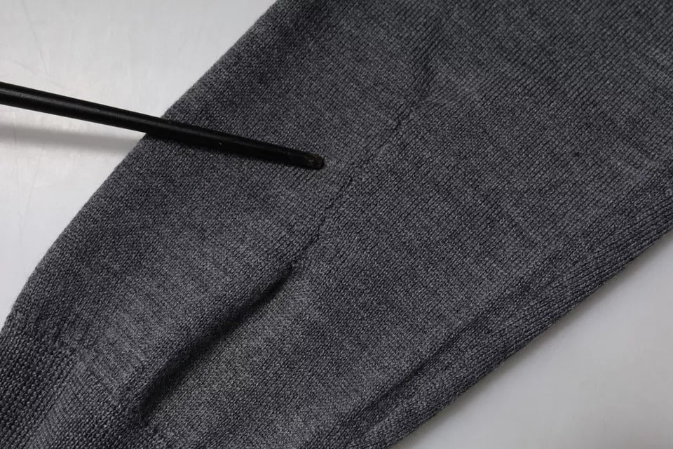 Dolce &amp; Gabbana Gray Wool Logo Turtleneck Pullover Sweater