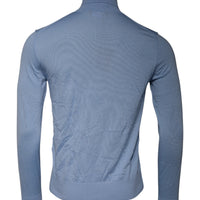 Dolce & Gabbana Light Blue Silk Turtleneck Pullover Sweater