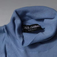 Dolce & Gabbana Light Blue Silk Turtleneck Pullover Sweater