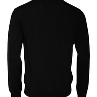 Dolce & Gabbana Black Logo Wool Crew Neck Pullover Sweater