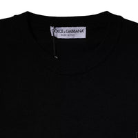 Dolce & Gabbana Black Logo Wool Crew Neck Pullover Sweater