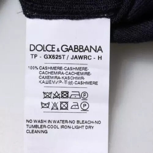 Dolce & Gabbana Blue Cashmere Turtleneck Pullover Sweater