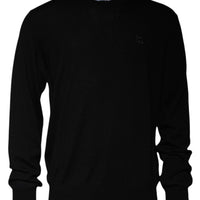 Dolce & Gabbana Black Logo Wool Crew Neck Pullover Sweater