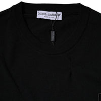 Dolce & Gabbana Black Logo Wool Crew Neck Pullover Sweater