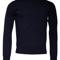 Dolce & Gabbana Blue DG Logo Wool Crew Neck Pullover Sweater