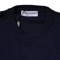 Dolce & Gabbana Blue DG Logo Wool Crew Neck Pullover Sweater