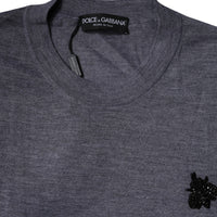 Dolce & Gabbana Gray Cashmere Crew Neck Short Sleeve T-shirt