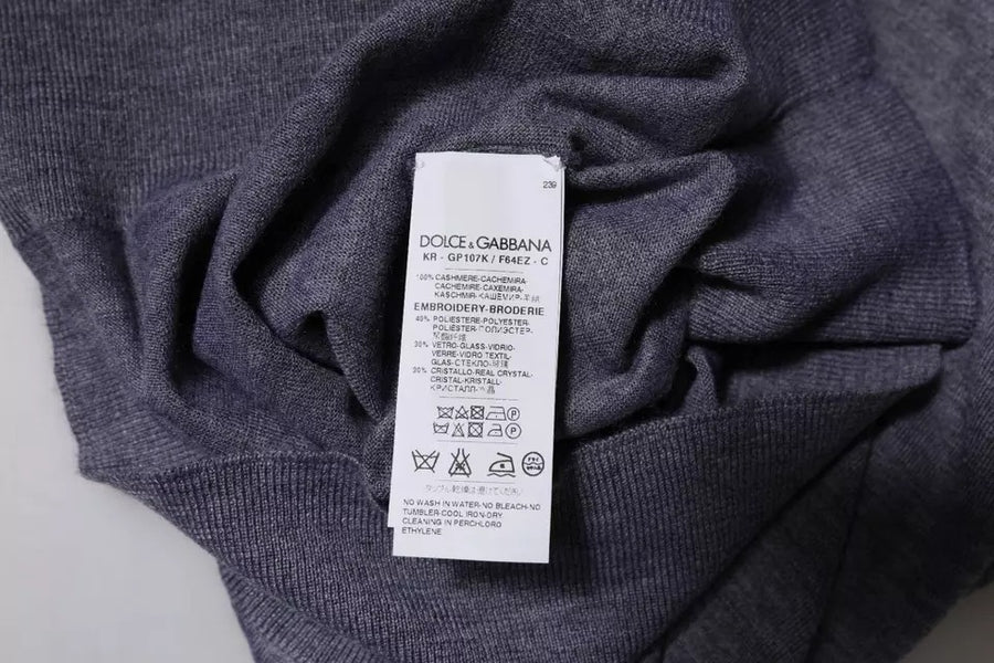 Dolce & Gabbana Gray Cashmere Crew Neck Short Sleeve T-shirt