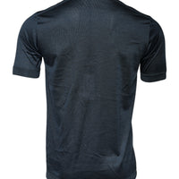 Dolce & Gabbana Dark Blue Silk Crew Neck Short Sleeve T-shirt