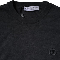 Dolce & Gabbana Dark Gray DG Logo Crew Neck Pullover Sweater