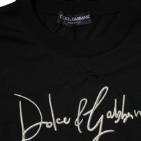 Dolce & Gabbana Black Logo Wool Crew Neck Pullover Sweater