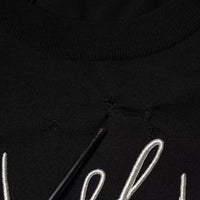 Dolce & Gabbana Black Logo Wool Crew Neck Pullover Sweater