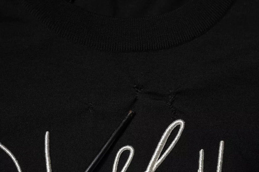 Dolce & Gabbana Black Logo Wool Crew Neck Pullover Sweater