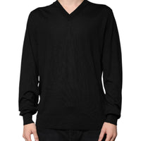 Dolce & Gabbana Black Cashmere V-neck Pullover Sweater