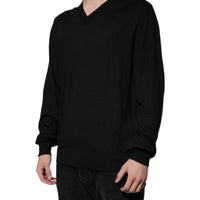 Dolce & Gabbana Black Cashmere V-neck Pullover Sweater