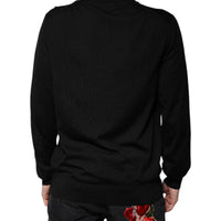 Dolce & Gabbana Black Cashmere V-neck Pullover Sweater