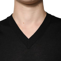 Dolce & Gabbana Black Cashmere V-neck Pullover Sweater