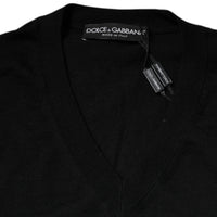 Dolce & Gabbana Black Cashmere V-neck Pullover Sweater