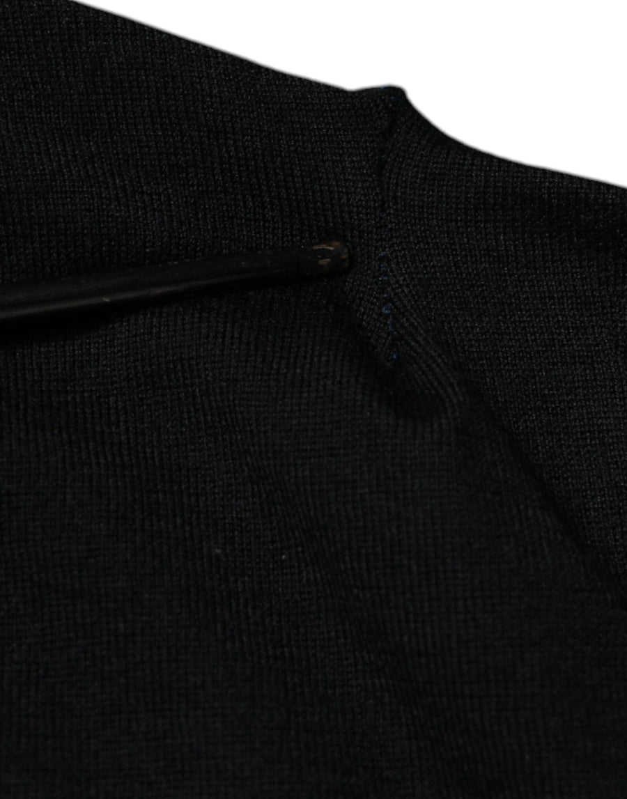 Dolce & Gabbana Black Cashmere V-neck Pullover Sweater