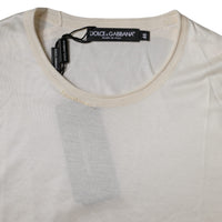 Dolce & Gabbana Off White Silk Crew Neck Short Sleeve T-shirt