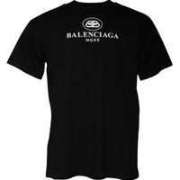 Balenciaga Black Cotton Logo Print Crew Neck Short Sleeves T-shirt