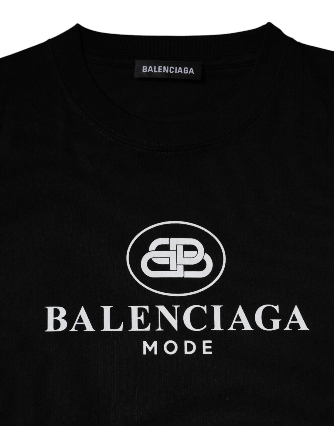 Balenciaga Black Cotton Logo Print Crew Neck Short Sleeves T-shirt